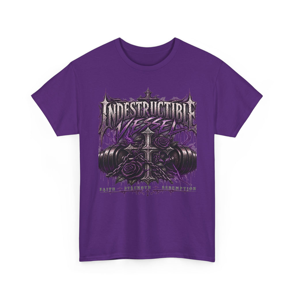 Indestructible Vessel Cross and Rose Graphic Tee |Gothic Faith Gym shirt