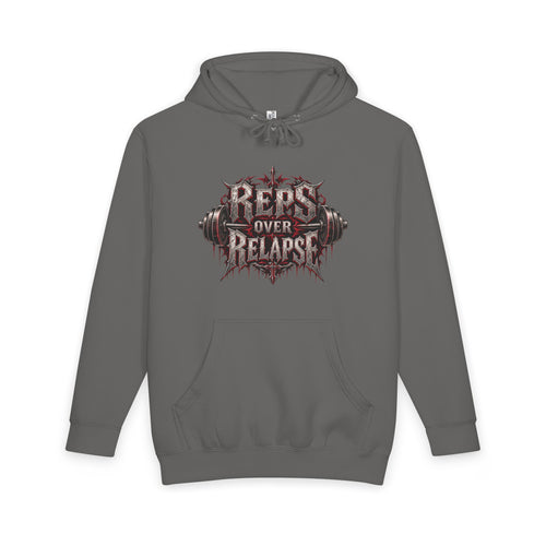 Reps Over Relapse Pullover Hoodie – Every Rep Is a Choice Gym Motivation