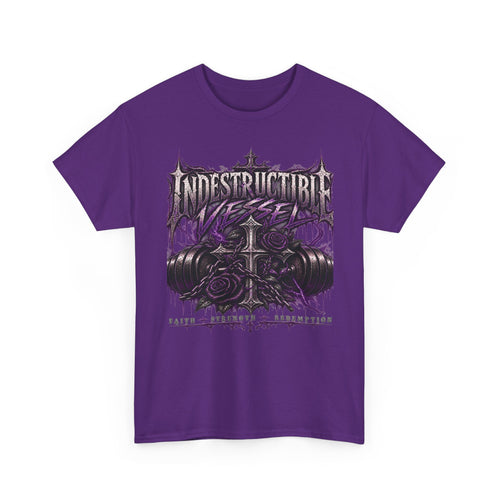 Indestructible Vessel Cross and Rose Graphic Tee |Gothic Faith Gym shirt